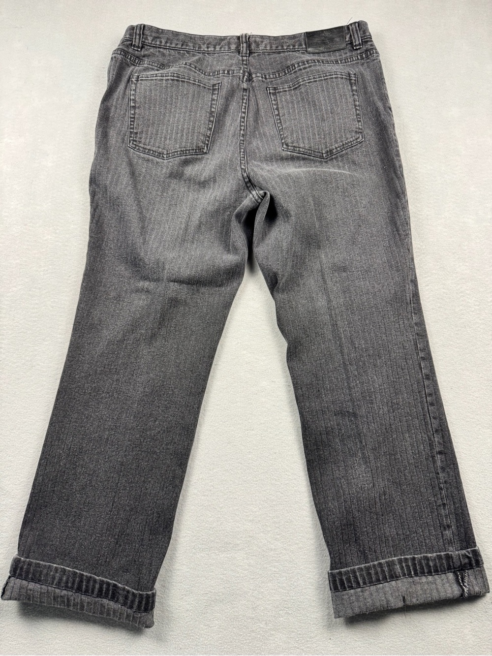 Lauren Jeans Co Gray White Pinstripe Womens 16 Straight Leg Denim Ralph Lauren - Picture 3 of 14